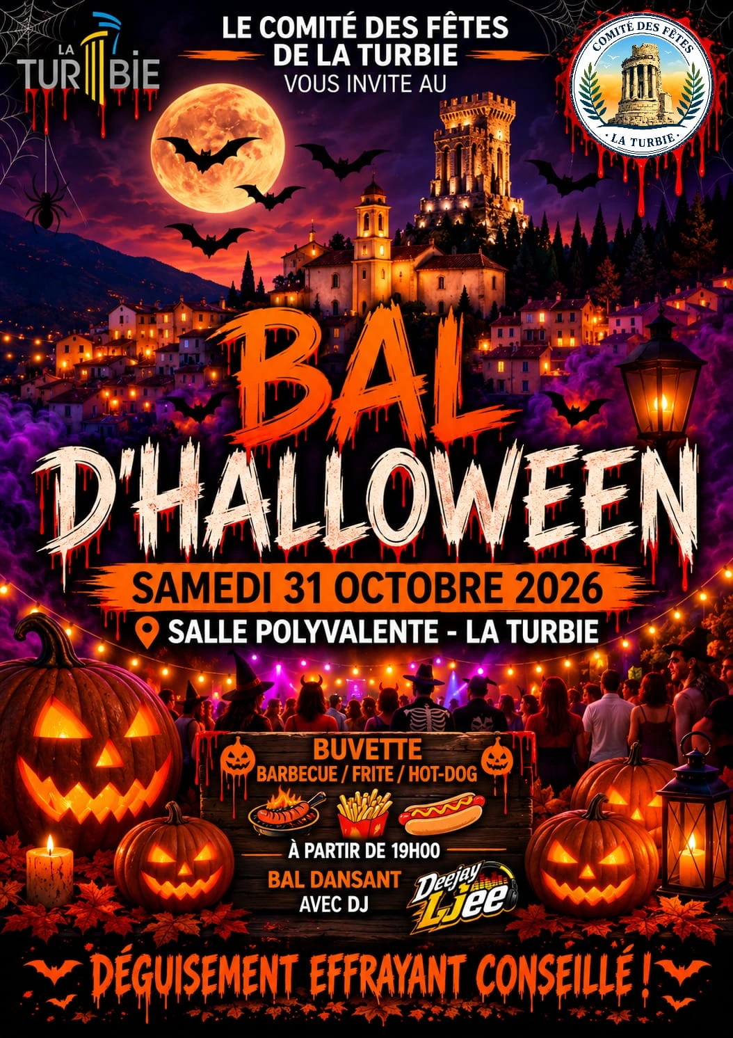Affiche du Bal d'Halloween 2026 à La Turbie